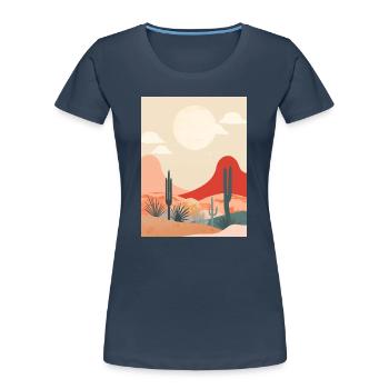 Désert dans un style plat minimaliste - T-shirt bio Premium Femme - bleu marine - Devant - Mia (176cm)