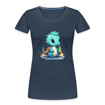 Little Blue Baby Dragon Fantasy Shirt - Women's Premium Organic T-Shirt - navy - Front - Mia (176cm)