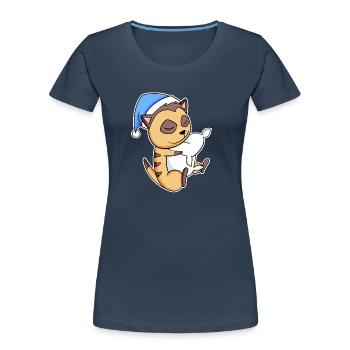 Meerkat with pillow and sleepy cap - Women's Premium Organic T-Shirt - navy - Front - Mia (176cm)