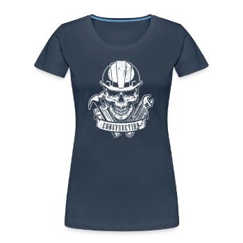Équipement de construction de crâne - T-shirt bio Premium Femme - bleu marine - Devant - Mia (176cm)