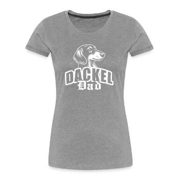 "Dachshund Dad" with dog head - Women's Premium Organic T-Shirt - navy - Front - Mia (176cm)