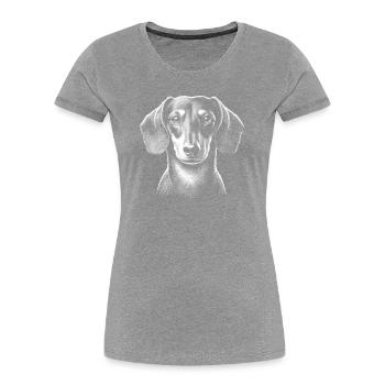 Süßer Dackel-Kopf als schwarz weiß Porträt - Frauen Premium Bio T-Shirt - Navy - Vorne - Mia (176cm)