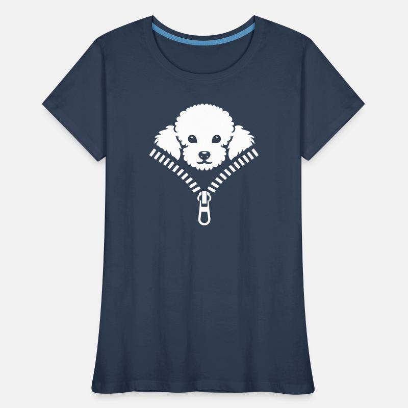 Petit caniche caché dans une fermeture éclair T-shirt bio Premium Femme
