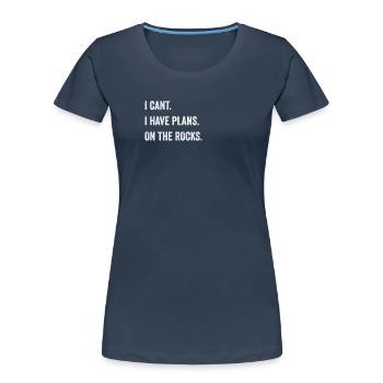 Funny saying rock climbing bouldering vintage logo - Women's Premium Organic T-Shirt - navy - Front - Mia (176cm)