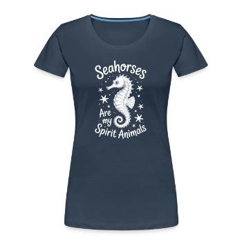 Seahorse Saying Funny Seahorse Gift - Women's Premium Organic T-Shirt - navy - Front - Mia (176cm)