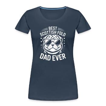 Cadeau Fold écossais Chats pliants écossais - T-shirt bio Premium Femme - bleu marine - Devant - Mia (176cm)