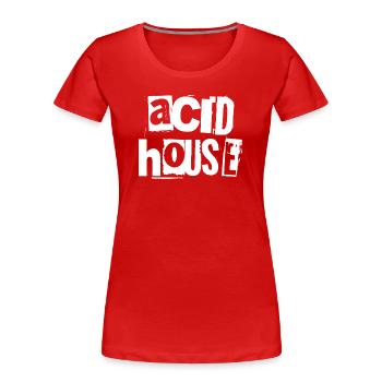 Acid House Grunge Typographie Tee - T-shirt bio Premium Femme - bleu marine - Devant - Mia (176cm)