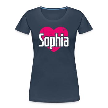 I Love Sophia Pink Heart I Love Sophia - Women's Premium Organic T-Shirt - navy - Front - Mia (176cm)