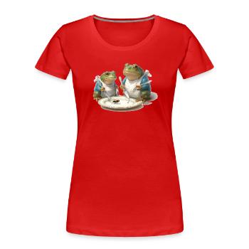 Frog Dinner: Fly on a Plate - Women's Premium Organic T-Shirt - navy - Front - Mia (176cm)