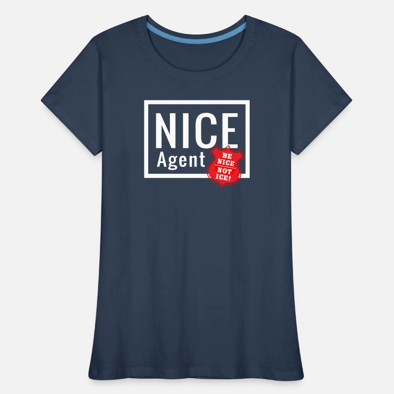 Logo d’agent NICE avec badge statement be nice T-shirt bio Premium Femme