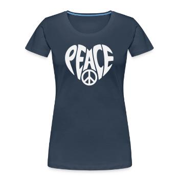 Peace Herzdesign mit Peacezeichen - Frauen Premium Bio T-Shirt - Navy - Vorne - Mia (176cm)