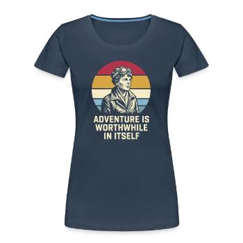 Amelia Earhart Das Abenteuer ist lohnenswert - Frauen Premium Bio T-Shirt - Navy - Vorne - Mia (176cm)