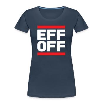 Slogan in Rot-Weiß - Frauen Premium Bio T-Shirt - Navy - Vorne - Mia (176cm)