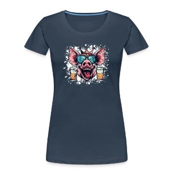 Pork Beer Funny - Women's Premium Organic T-Shirt - navy - Front - Mia (176cm)