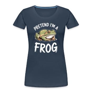 Expressions de grenouilles, Grenouilles, drôle de cadeau de grenouille - T-shirt bio Premium Femme - bleu marine - Devant - Mia (176cm)