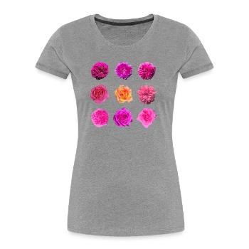 Pinke Rosenvielfalt Rosen - Frauen Premium Bio T-Shirt - Navy - Vorne - Mia (176cm)