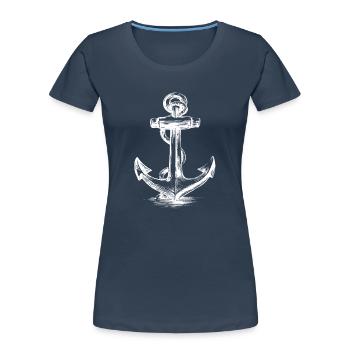 Verankerter Brush-Nautischer Anker - Frauen Premium Bio T-Shirt - Navy - Vorne - Mia (176cm)