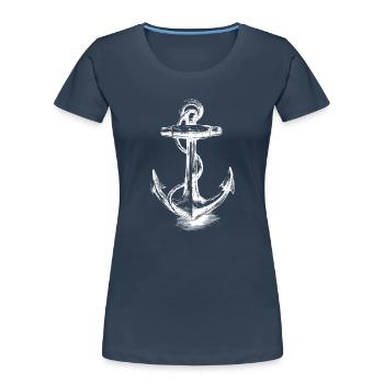Bold Anchor Emblem Illustration - Women's Premium Organic T-Shirt - navy - Front - Mia (176cm)