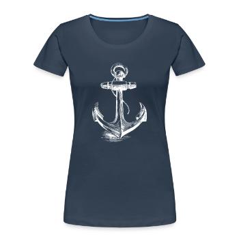 Nautical Anchor Sketch - Women's Premium Organic T-Shirt - navy - Front - Mia (176cm)