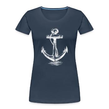 Anchor Sketch Nautical Graphic - Women's Premium Organic T-Shirt - navy - Front - Mia (176cm)