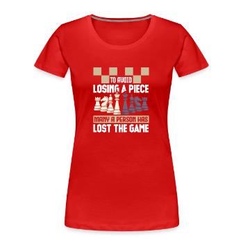 Échiquier des joueurs d’échecs - T-shirt bio Premium Femme -  - Devant - Mia (176cm)