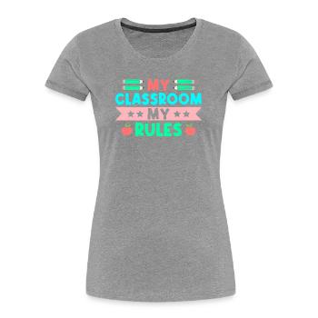 Enseignante de maternelle Classe Mes règles Maternelle - T-shirt bio Premium Femme - bleu marine - Devant - Mia (176cm)