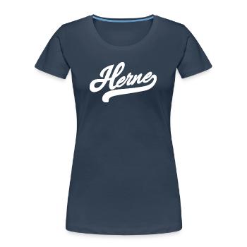 Herne Retro - Frauen Premium Bio T-Shirt - Navy - Vorne - Mia (176cm)