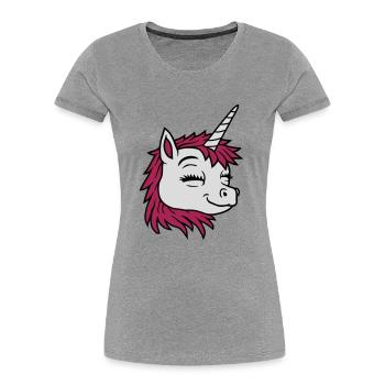 Head happy comic unicorn - Women's Premium Organic T-Shirt - navy - Front - Mia (176cm)