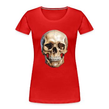 Totenkopf-Schädel, Symbol für Tod und Gefahr - Frauen Premium Bio T-Shirt - Navy - Vorne - Mia (176cm)
