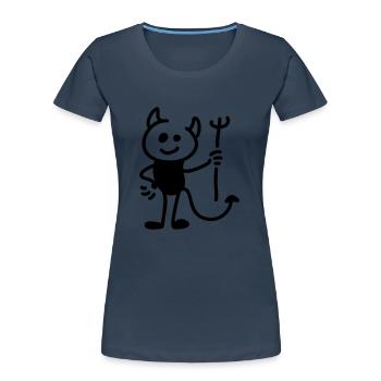 Kleiner Teufel - Line - Frauen Premium Bio T-Shirt - Navy - Vorne - Mia (176cm)