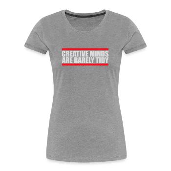 Creative Minds Are Rarely Tidy Lustig Kreativ Logo - Frauen Premium Bio T-Shirt - Navy - Vorne - Mia (176cm)
