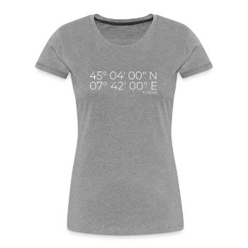 coordonnées Turin, Italie - T-shirt bio Premium Femme - bleu marine - Devant - Mia (176cm)