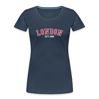 Londres Fondée en 1986 - T-shirt bio Premium Femme - bleu marine - Devant - Mia (176cm)