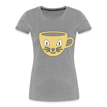 Tasse mit Katzengesicht Kaffeetasse Teetasse Katze - Frauen Premium Bio T-Shirt - Navy - Vorne - Mia (176cm)