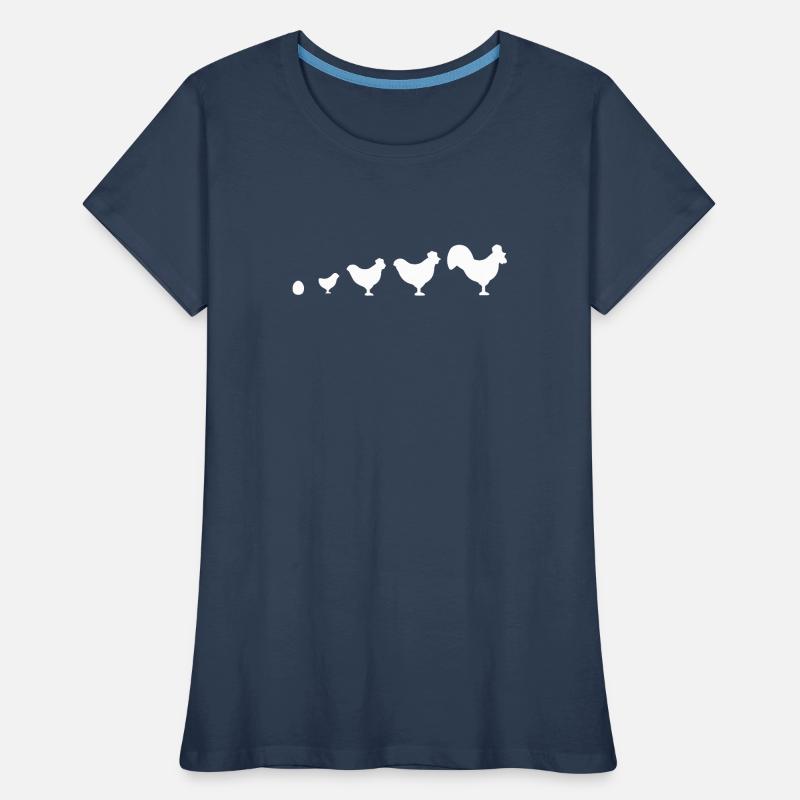 Evolution Bauer Huhn Hahn lustig Frauen Premium Bio T-Shirt