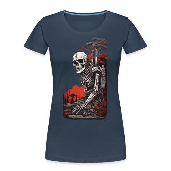 Occult Steampunk Apocalypse Gothic Skeleton Design - Women's Premium Organic T-Shirt - navy - Front - Mia (176cm)
