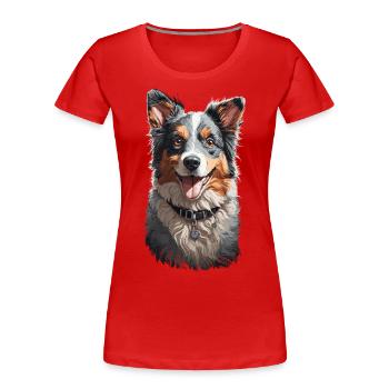 Liebevoller Australian Shepherd Hunde Design - Frauen Premium Bio T-Shirt - Navy - Vorne - Mia (176cm)