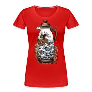 Japanese Coffee Aesthetics Streetwear Style - Women's Premium Organic T-Shirt - navy - Front - Mia (176cm)