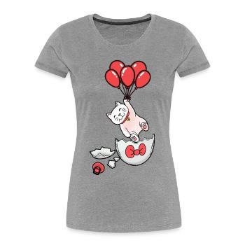 Katze Geburt Eierschale Luftballons Kinder Baby - Frauen Premium Bio T-Shirt - Navy - Vorne - Mia (176cm)