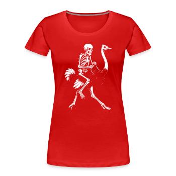 Squelette étrange sur l’autruche volante illustration - T-shirt bio Premium Femme - bleu marine - Devant - Mia (176cm)
