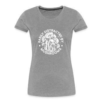 Les morilles facilement distraites par les champignons - T-shirt bio Premium Femme - bleu marine - Devant - Mia (176cm)