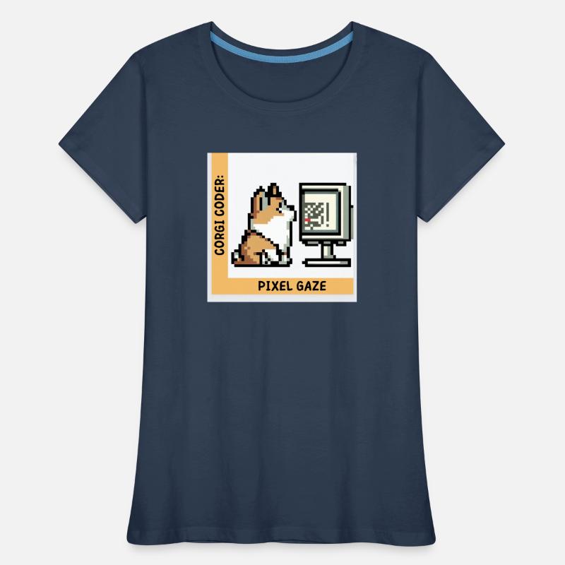 Corgi Coder: Pixel Gaze Frauen Premium Bio T-Shirt