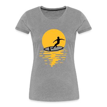 Sonne Abend Surfer - Frauen Premium Bio T-Shirt - Navy - Vorne - Mia (176cm)