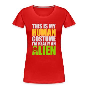 Citation extraterrestre de costume humain - T-shirt bio Premium Femme - bleu marine - Devant - Mia (176cm)