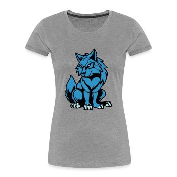 wolf comic tier - Frauen Premium Bio T-Shirt - Navy - Vorne - Mia (176cm)