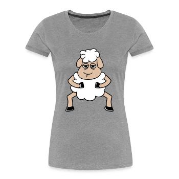mouton fatigué s’ennuyer regard mouton se tient mignon - T-shirt bio Premium Femme - bleu marine - Devant - Mia (176cm)