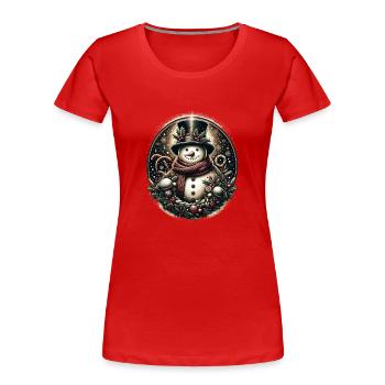 Schneemann Weihnachten - Frauen Premium Bio T-Shirt - Navy - Vorne - Mia (176cm)