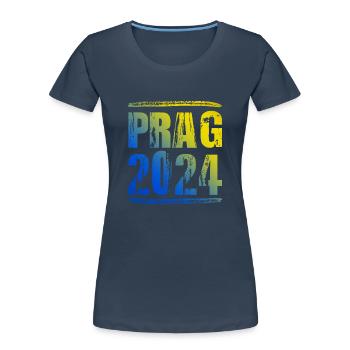 Prag 2024 Bunt Urlaub - Frauen Premium Bio T-Shirt - Navy - Vorne - Mia (176cm)