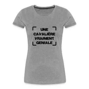 Equitation / Cheval / Cavalier / Cavalière / Sport - T-shirt bio Premium Femme - bleu marine - Devant - Mia (176cm)