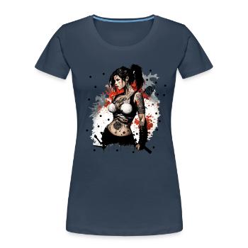 Badass Ninja Girl - T-shirt bio Premium Femme - bleu marine - Devant - Mia (176cm)